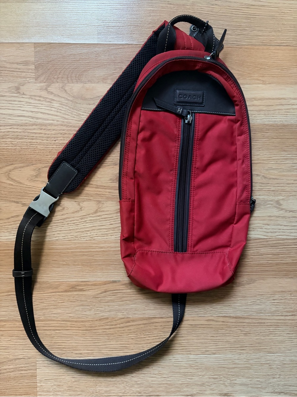 COACH Red and Black Sling Messenger Bag